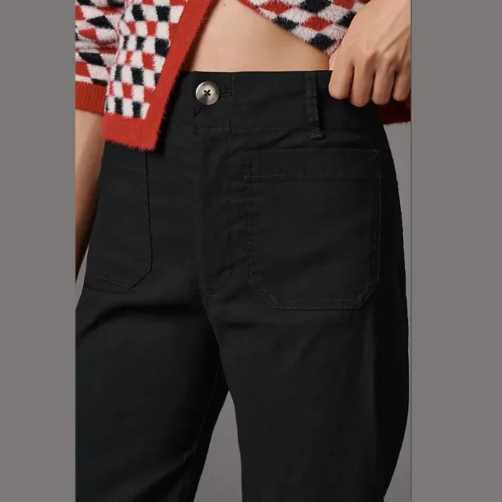 Maeve Colette Magic Fabric Crop Wide-Leg Pants Black Size 24 - Picture 3 of 7